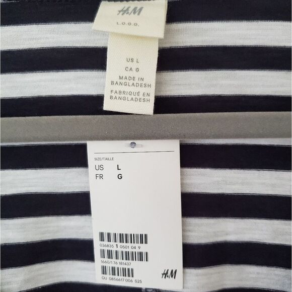 *NWT H&M Striped Scoop Neck Tee Sz.L - Picture 3 of 4